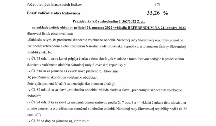 1. fotografia fotogalérie Referendá / Výsledky hlasovania v REFERENDE 2023 - foto