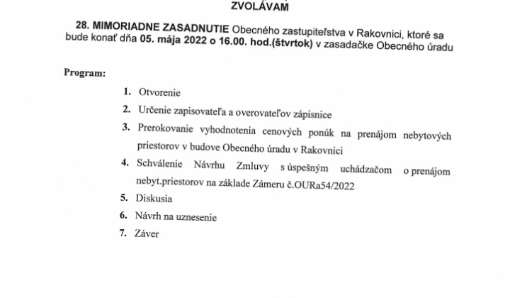 1. fotografia fotogalérie Pozvánka na 28.mimoriadne zasadnutie OZ - foto