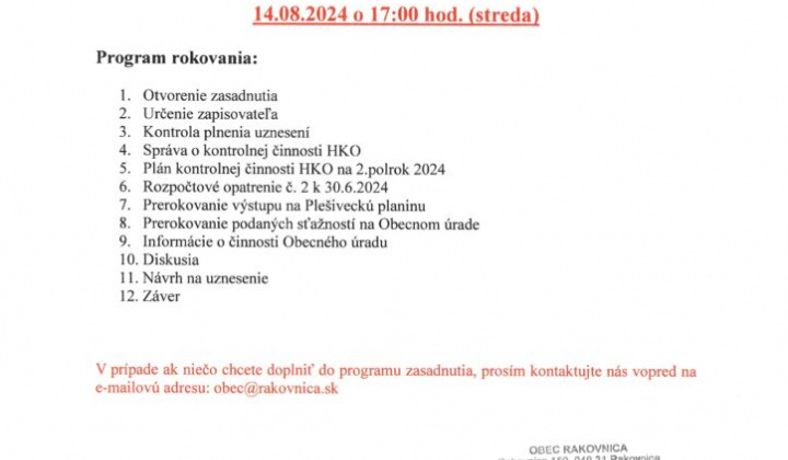 1. fotografia fotogalérie Pozvánka na OZ 14.08.2024 - foto