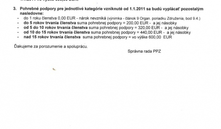 1. fotografia fotogalérie Podporné pohrebné združenie – Ústredie BETLIAR oznamuje členom PPZ v Rakovnici – od 1.1.2025 ZMENA členského poplatku 26,-/osobu/1 rok - foto