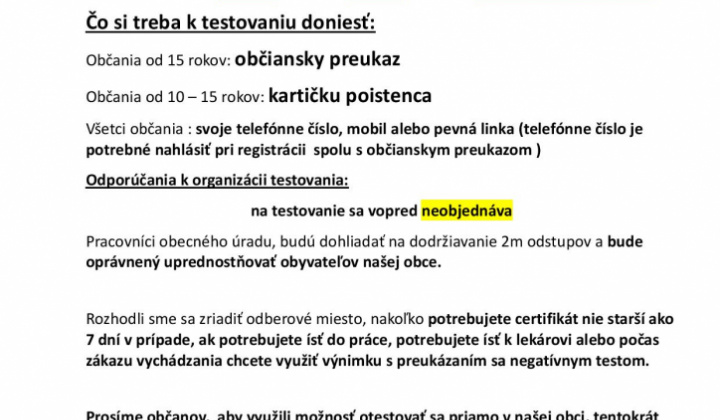 1. fotografia fotogalérie X.kolo testovania na COVID-19 sobota 27.marca 7.00 – 12.00 h. - foto