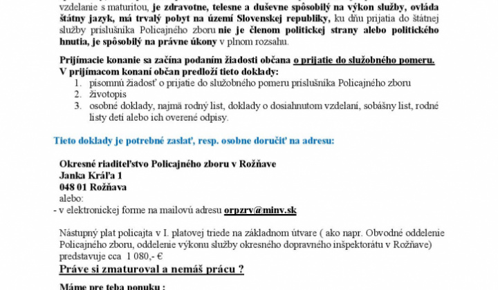 1. fotografia fotogalérie Nábor – Policajný zbor - foto