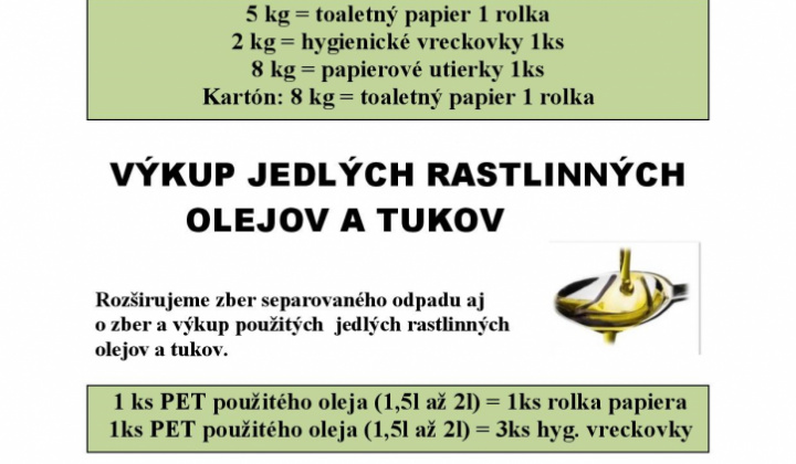 1. fotografia fotogalérie Výkup PAPIERA a JEDLÝCH RASTLINNýCH OLEJOV A TUKOV – 18.júna 2021 – PIATOK - foto