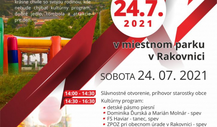 1. fotografia fotogalérie Srdečne Vás pozývame na DNI OBCE RAKOVNICA 2021. O dobrú náladu a občerstvenie je postarané. Tešíme sa na Vás…. - foto