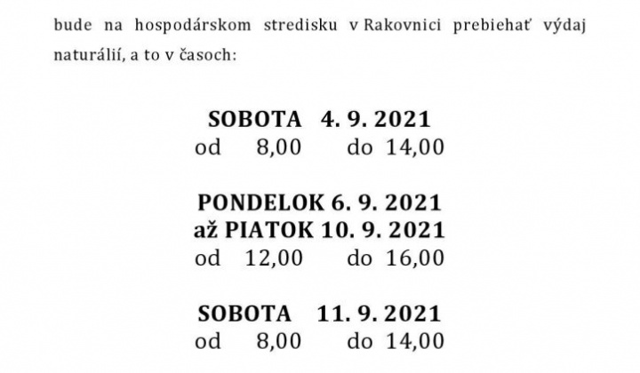 1. fotografia fotogalérie Výdaj naturálií – AGROSPOL Honce - foto