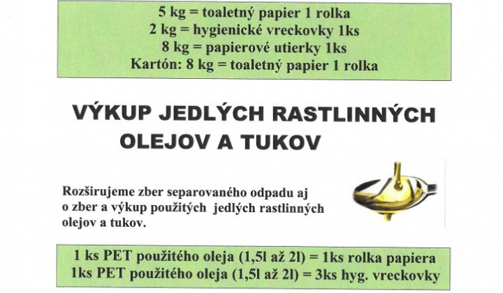 1. fotografia fotogalérie Výkup PAPIERA a POUŽITÝCH OLEJOV 5.11.2021 od 08.00 h. - foto