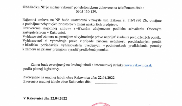 2. fotografia fotogalérie Zverejnenie ZÁMERU na prenájom nebytových priestorov v budove Obecného úradu v Rakovnici – prízemie… + príloha-Súhlas so spracovaním osobných údajov - foto