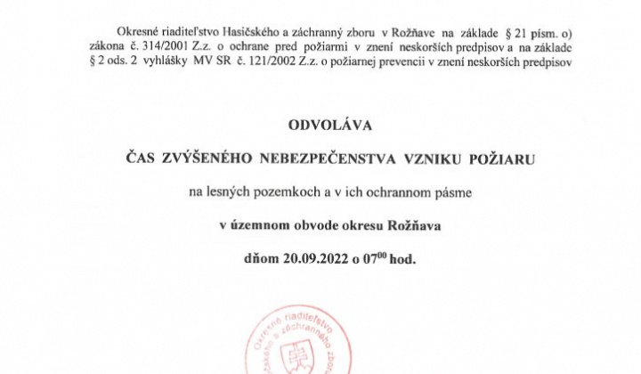 3. fotografia fotogalérie Vyhlásený Čas zvýšeného nebezpečenstva vzniku požiarov - foto
