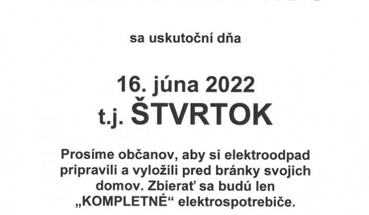 1. fotografia fotogalérie ZBER ELEKTROODPADU 16.6.2022 – ŠTVRTOK - foto