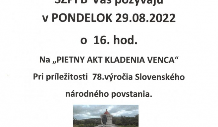 1. fotografia fotogalérie Pozvánka na pietny akt kladenia vencov ku pomníkom padlých hrdinov SNP dňa 29.8.2022 o 16.00 hod. - foto