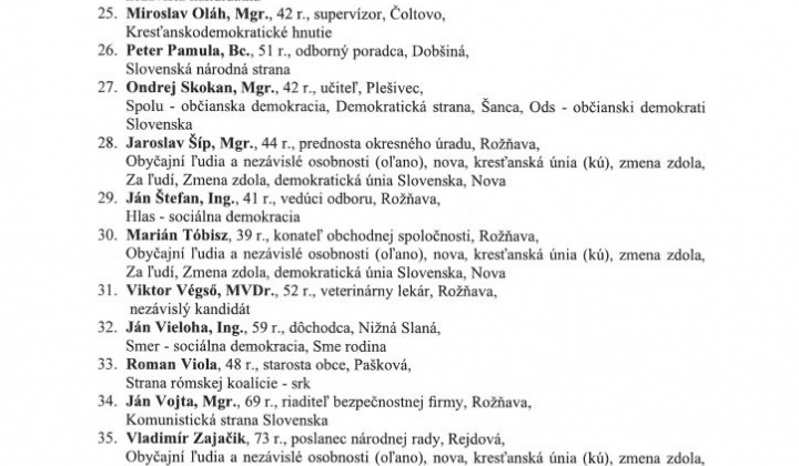 5. fotografia fotogalérie Zoznam zaregistrovaných kandidátov pre voľby starostu obce Rakovnica a  do Obecného zastupiteľstva Rakovnica , pre voľby predsedu KSK a poslancov do zastupiteľstva KSK, ktoré sa budú konať dňa 29.10.2022 - foto