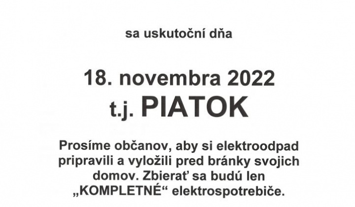 1. fotografia fotogalérie Zber ELEKTROODPADU 18.11. 2022 - foto