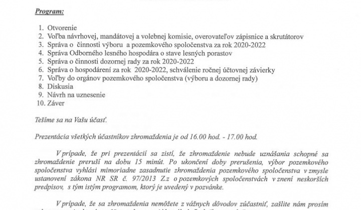 1. fotografia fotogalérie Pozvánka – Lesné pozemkové spoločenstvo - foto
