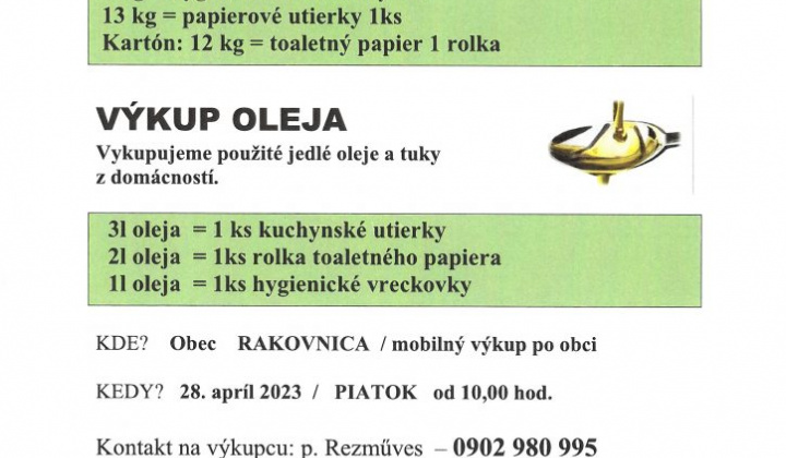 1. fotografia fotogalérie Výkup PAPIERA a olejov PIATOK 28.4.2023 od 10.00 h. - foto