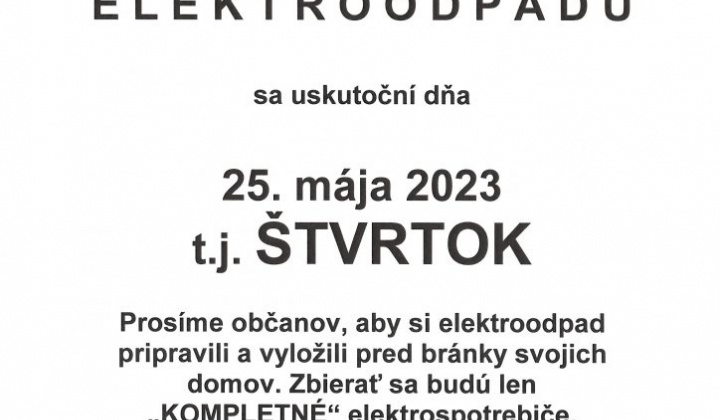 1. fotografia fotogalérie Zber ELEKTROODPADU – štvrtok 25.mája 2023 - foto