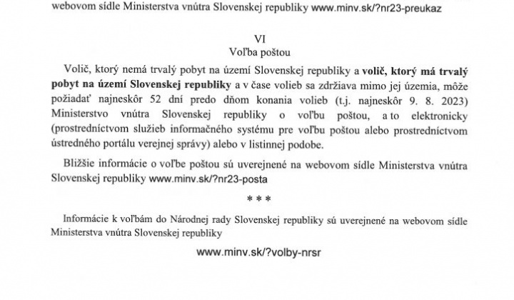 3. fotografia fotogalérie Rozhodnutie predsedu NR SR o vyhlásení volieb do NR SR 2023 - foto