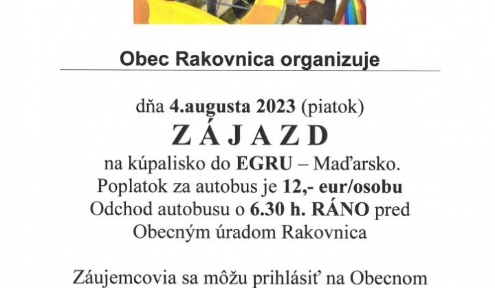 1. fotografia fotogalérie Zájazd na kúpalisko do Egru – Maďarsko PIATOK 4.augusta 2023 o 6.30 h. - foto