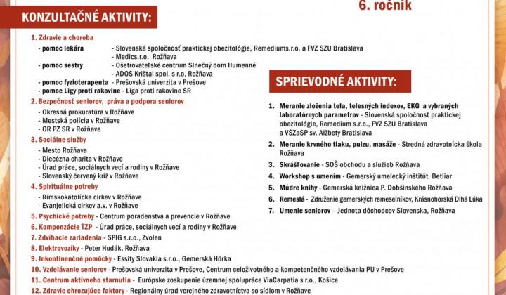 3. fotografia fotogalérie Pozvánka na 6.ročník Rožňavského veľtrhu pre seniorov dňa 18.októbra 2023 v Spoločenskej sále na Mestskom úrade v Rožňave… - foto