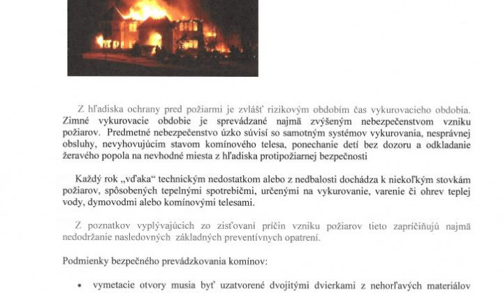1. fotografia fotogalérie Opatrenia na zabezpečenie ochrany pred požiarmi v čase vykurovacieho obdobia na rok 2023 - foto