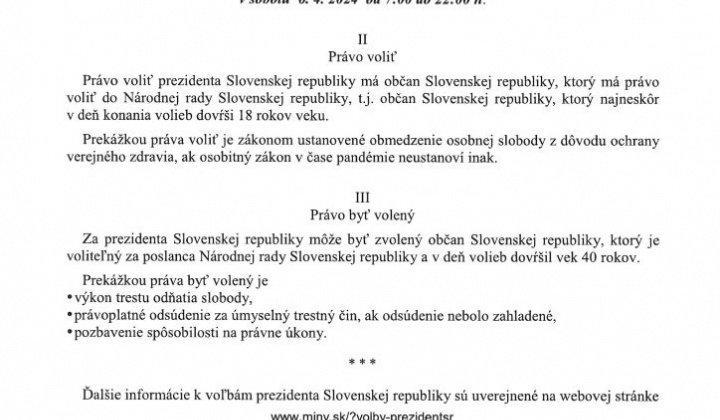 3. fotografia fotogalérie Vyhlásenie Volieb prezidenta na deň: 23.3.2024  a   Informácie pre voličov - foto
