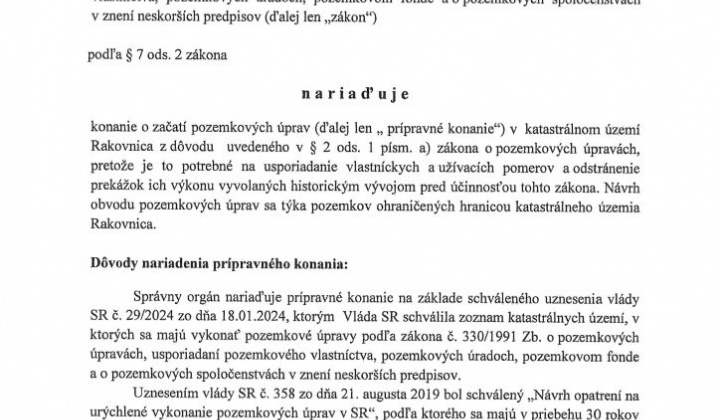 5. fotografia fotogalérie Prípravné konanie pozemkových úprav v katastrálnom území Rakovnica – zverejnenie - foto