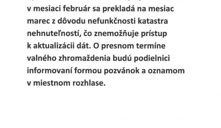 1. fotografia fotogalérie Lesné pozemkové spoločenstvo – preložená výročná členská schôdza na MAREC 2025 - foto