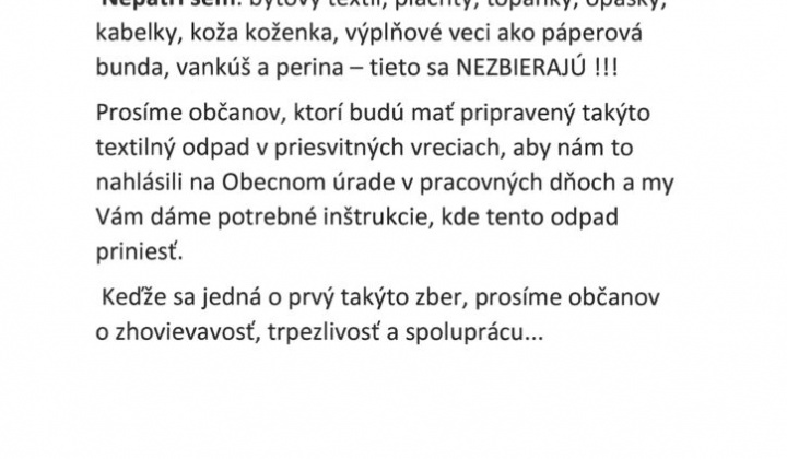 1. fotografia fotogalérie ZBER TEXTILU 1.4.2025 - foto
