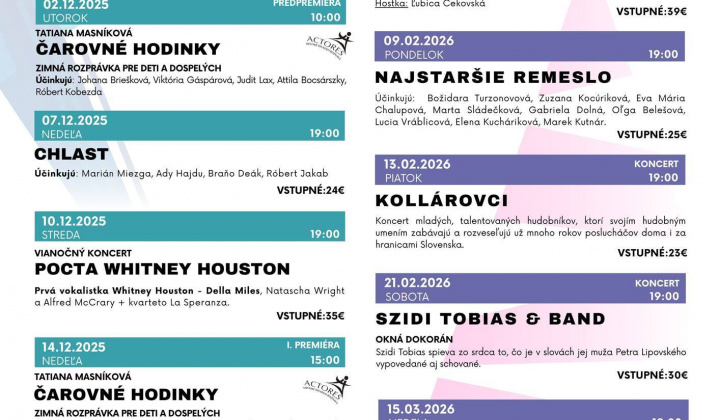 1. fotografia fotogalérie Aktuality / Actores divadlo v Rožňave ponúka program december 2025 - január 2026 - foto