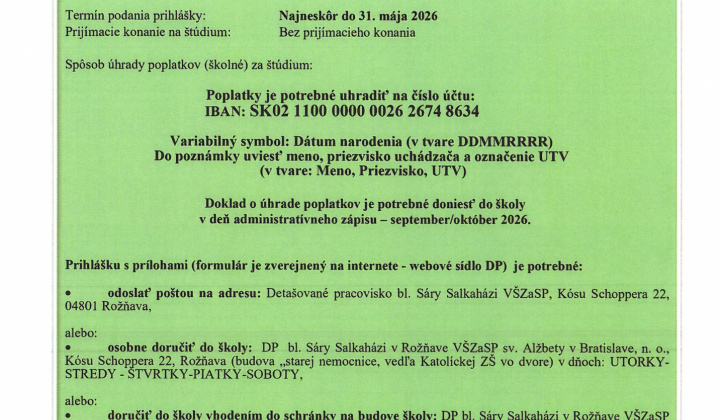 3. fotografia fotogalérie Aktuality / Vysoká škola zdravotníctva a sociálnej práce sv. Alžbety v Bratislave, n. o. – Detašované pracovisko bl. Sáry Salkaházi v Rožňave oznamuje: Naše detašované pracovisko dlhodobo zabezpečuje vysokoškolské vzdelávanie v regióne Gemera a Malohontu a