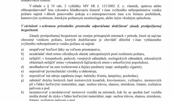 2. fotografia fotogalérie Aktuality / Vyhlásenie času zvýšeného nebezpečenstva požiaru - foto