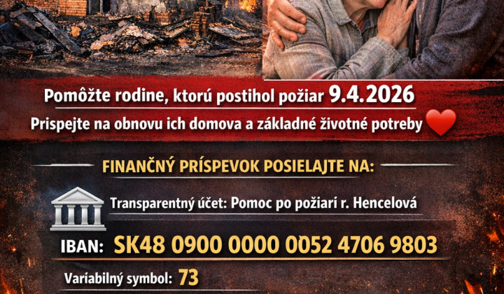 Fotka - FINANČNÁ ZBIERKA PRE RODINU POSTIHNUTÚ POŽIAROM ❗️