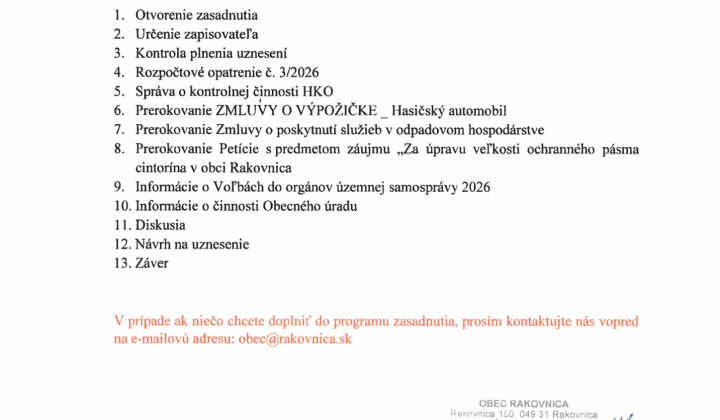Fotka - Pozvánka na 24.zasadnutie dňa 16.9.2026