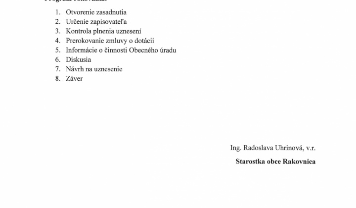 Fotka - Pozvánka na 25.zasadnutie OZ dňa 21.10.2026 o 17:00